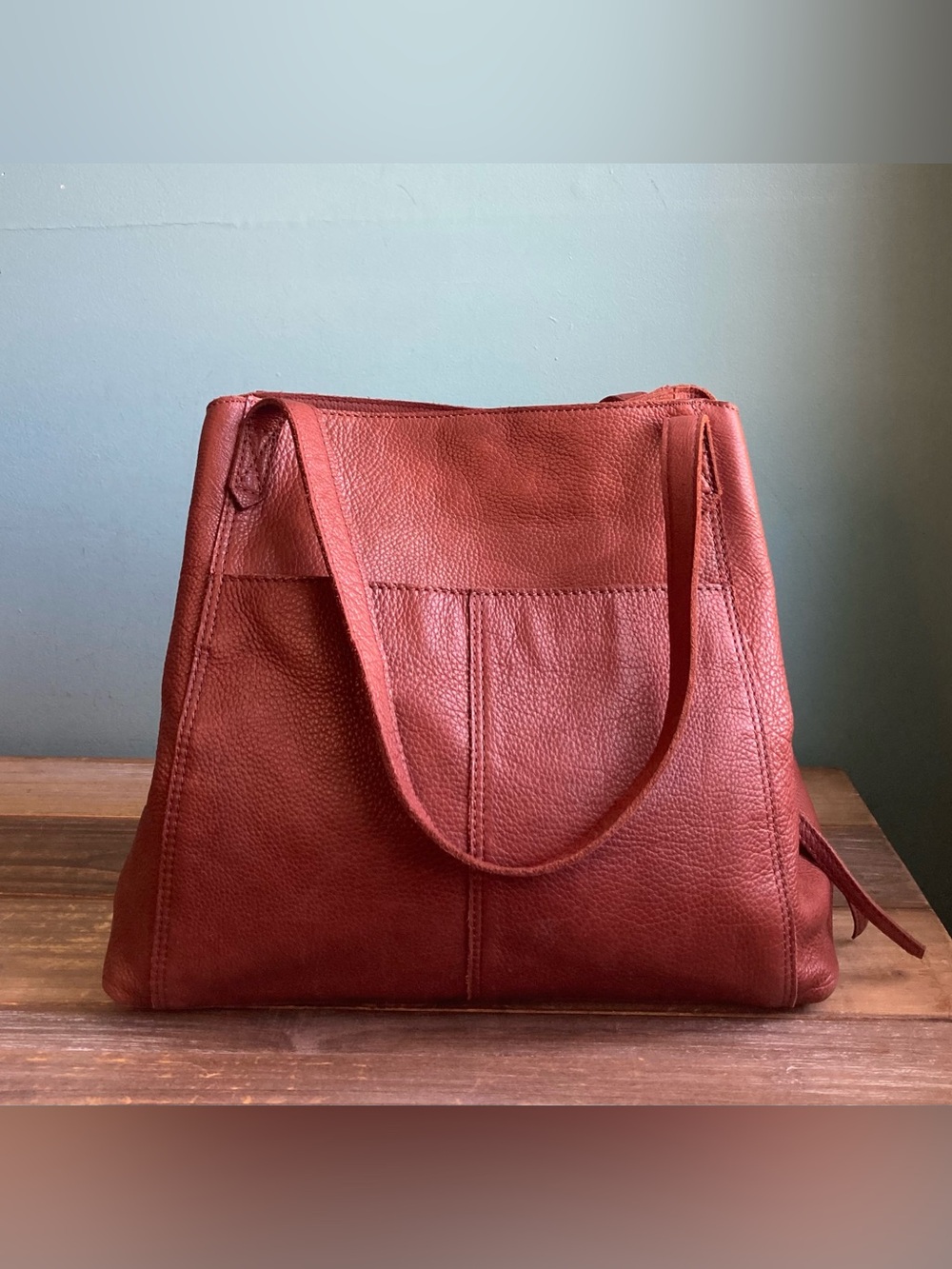 Margot New York Marcy Leather Tote Bag Brandy - Picture 9 of 10